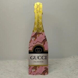 NWT  Gucci Tiger Italian Rose Champagne Bottle Wood Decor